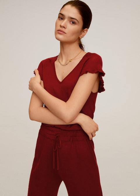 Frills linen t-shirt