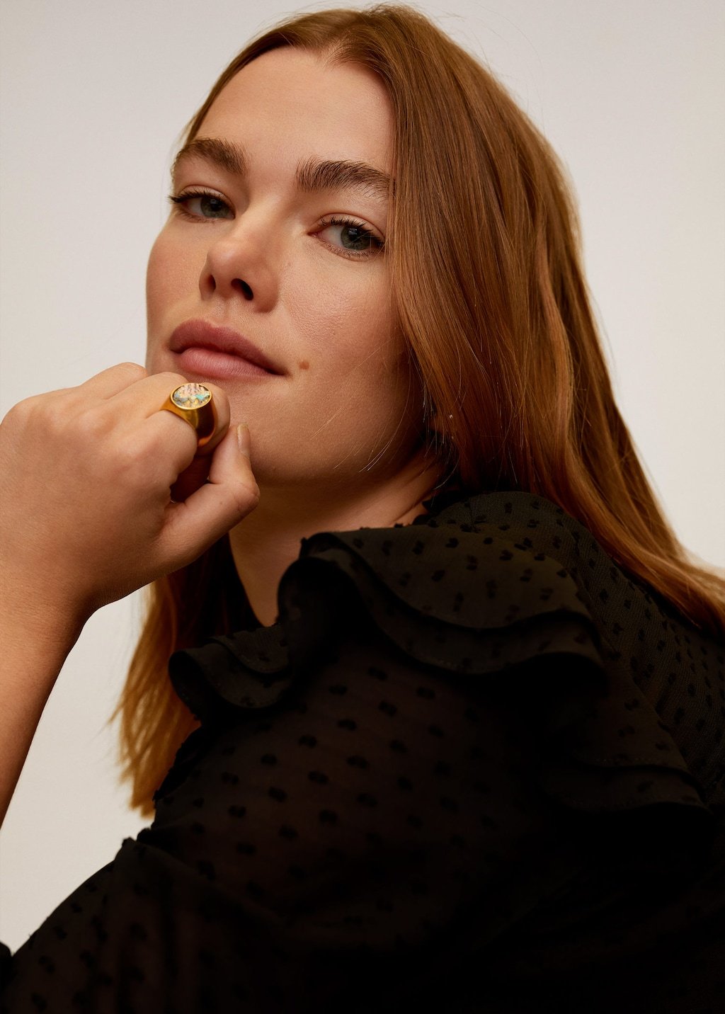 Ruffled embroidered blouse