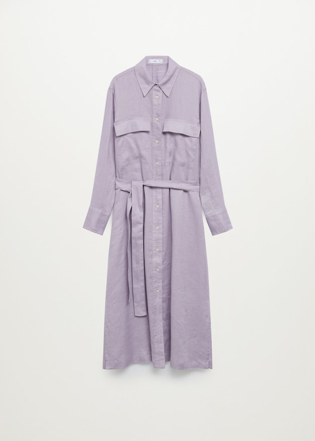 Linen-blend shirt dress