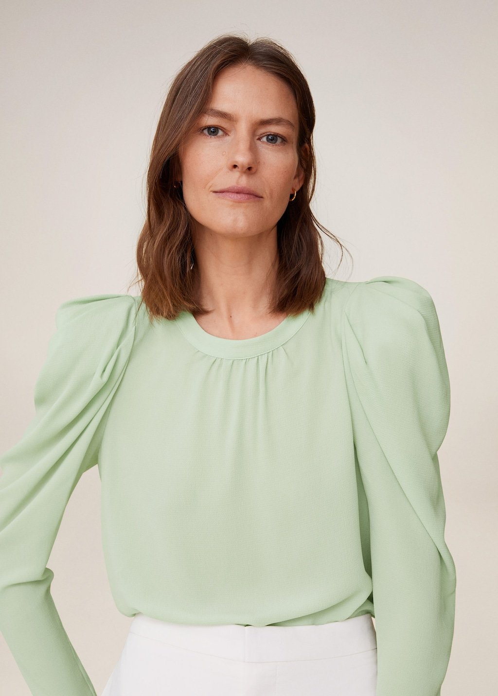 Puffed-shoulder blouse