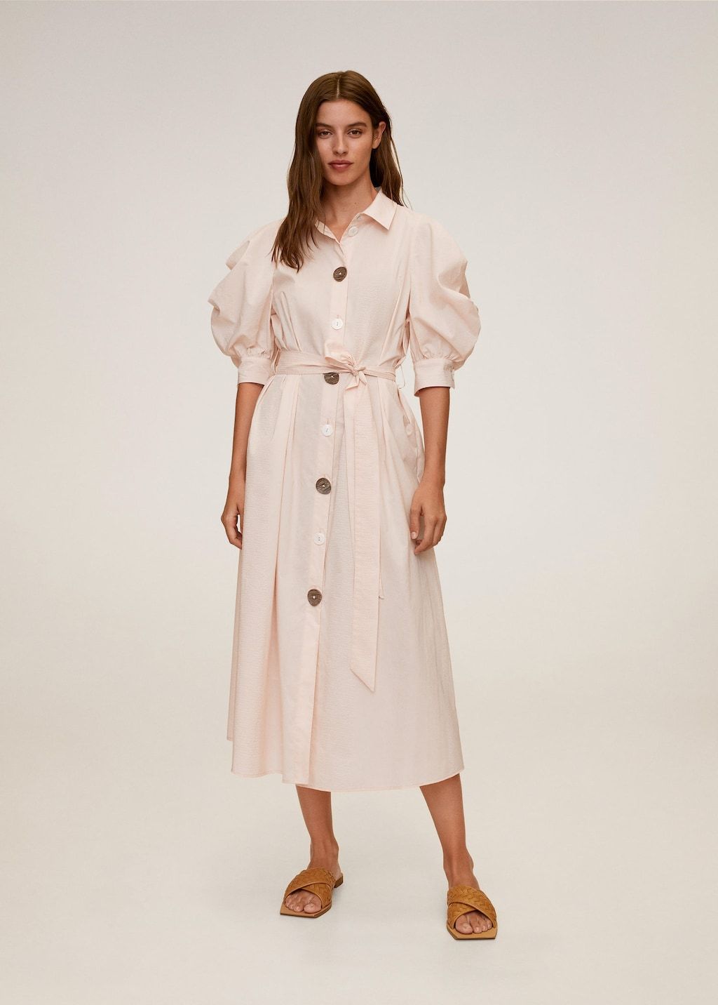 Poplin buttoned dress