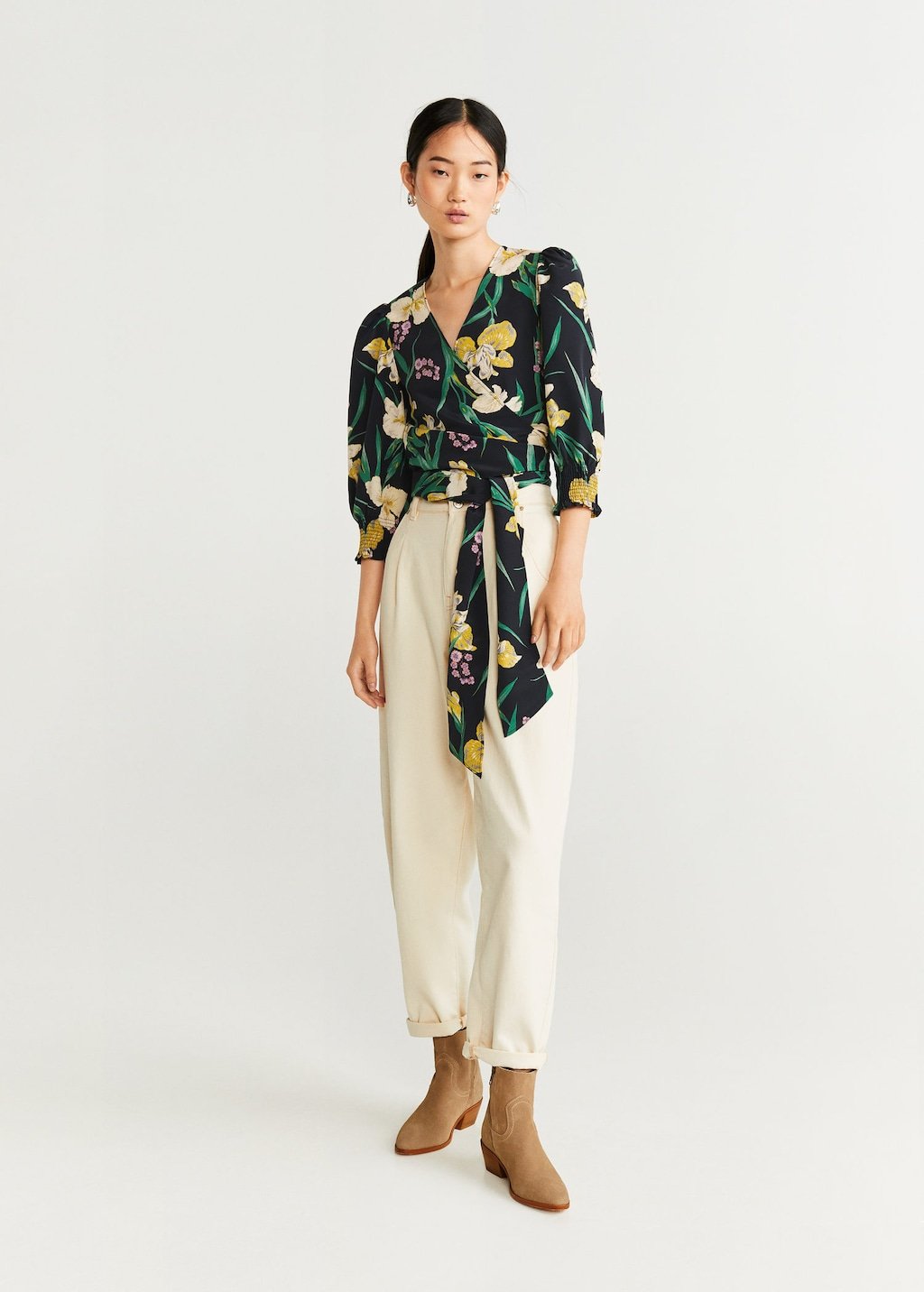 Wrap floral blouse