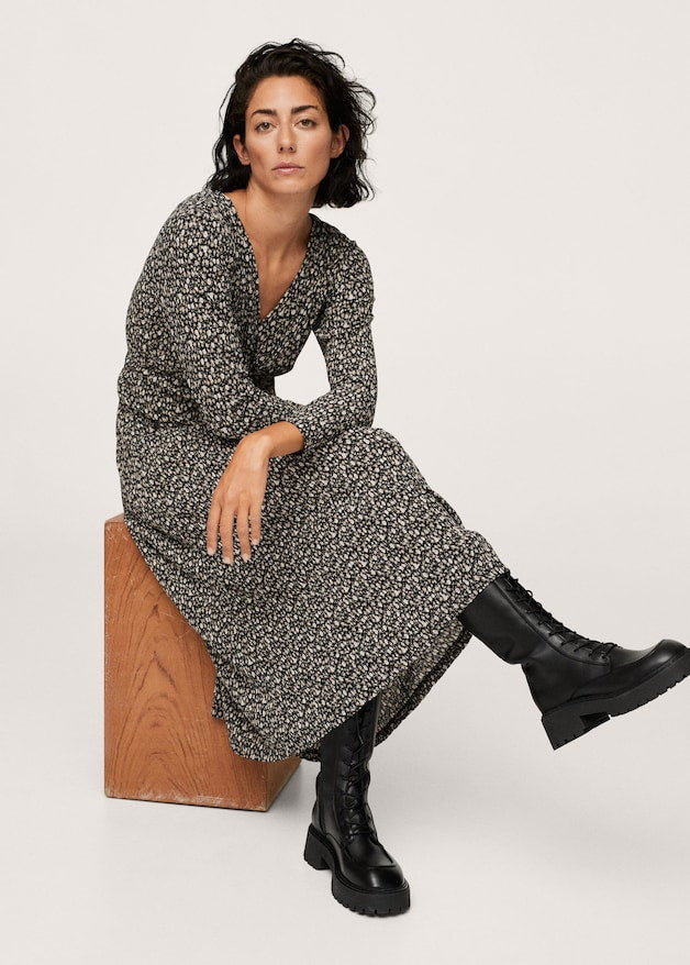 Printed textured dress