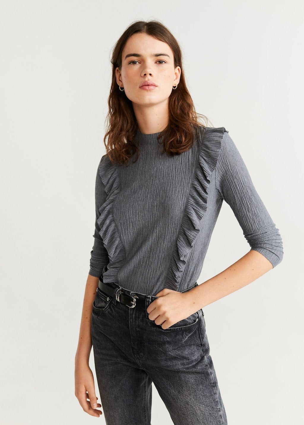 Ruffles pleated t-shirt