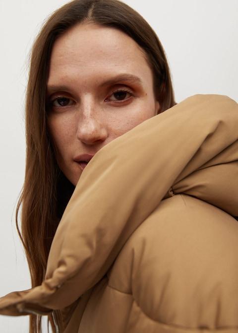 Feather down hooded coat