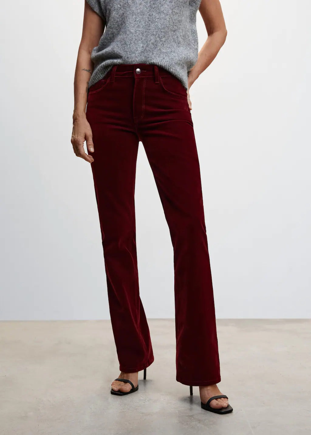 Mid rise velvet skinny jeans