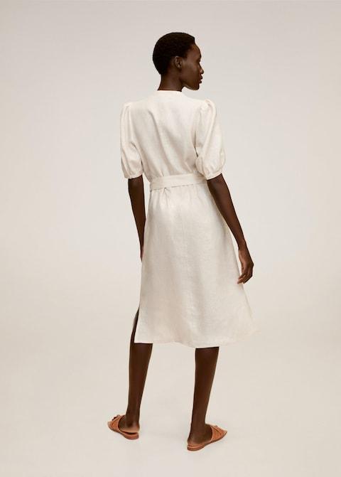 Belt linen dress
