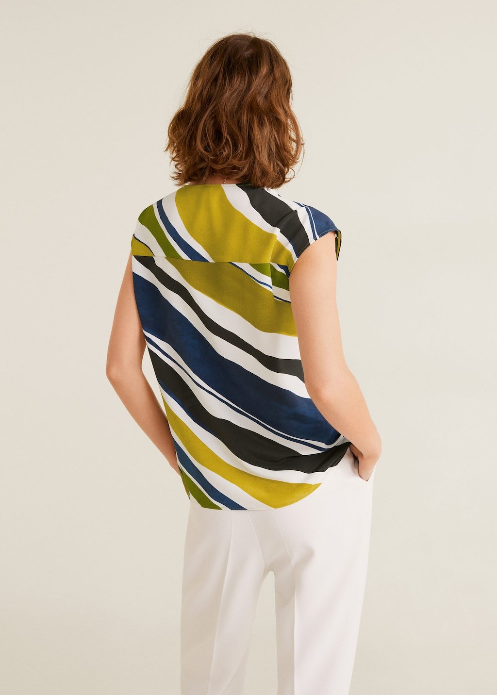 Chest-pocket striped blouse