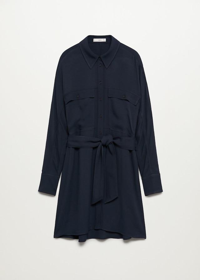 Navy Belt shirt dress