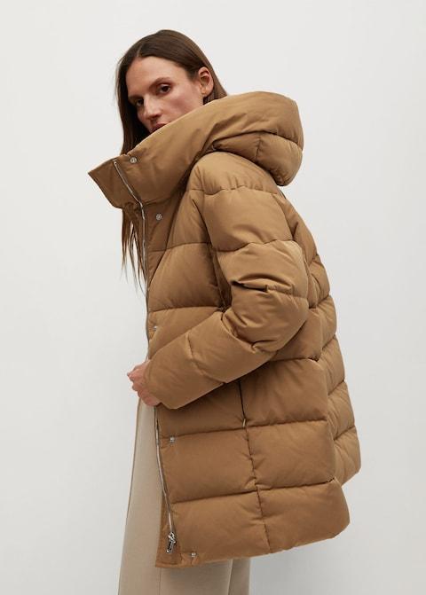 Feather down hooded coat