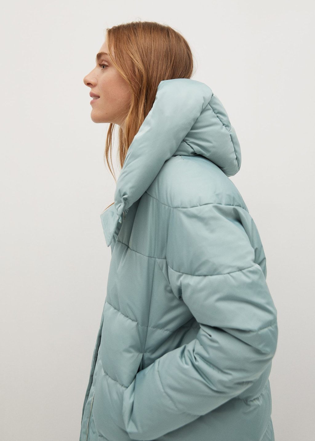 Feather down hooded coat