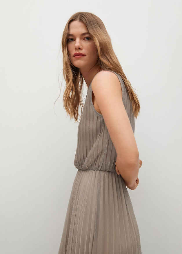 Metallic pleated dress
