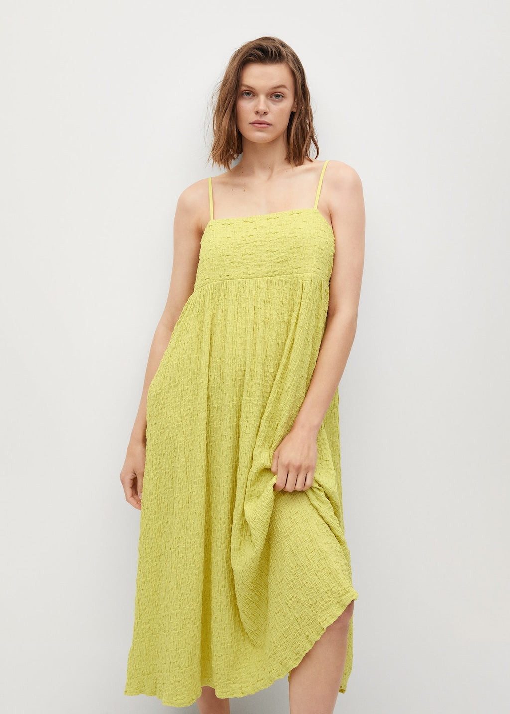 Textured cotton-blend dress
