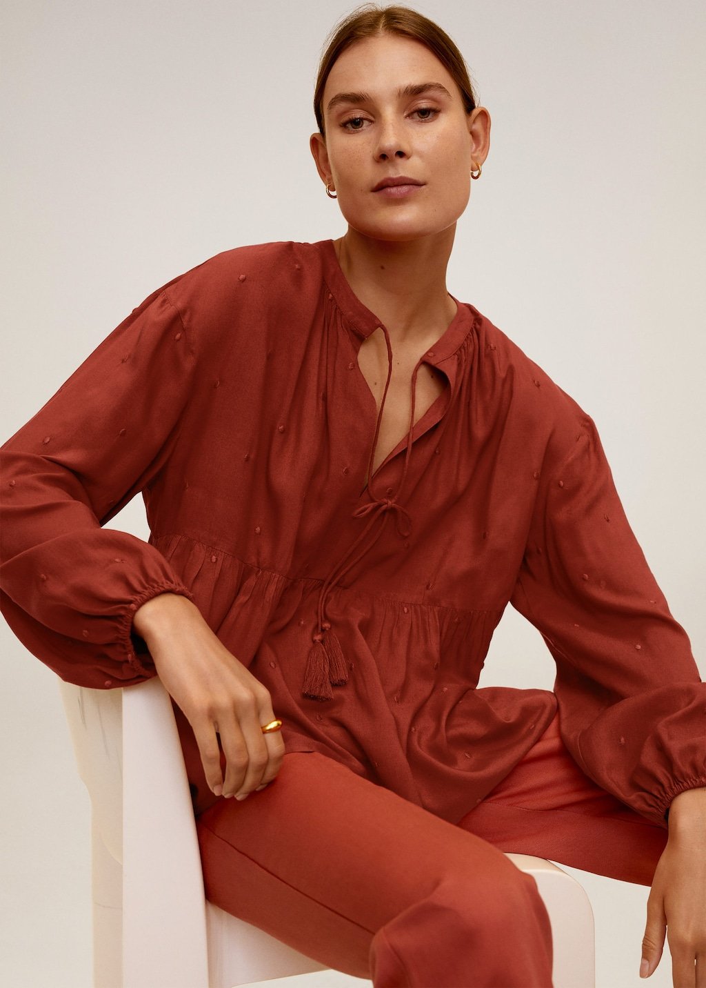 Relief details blouse