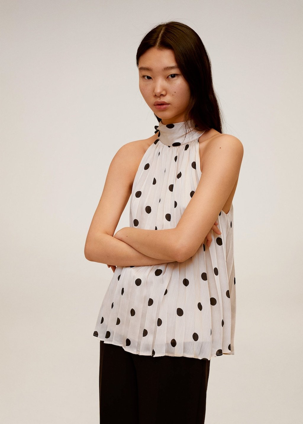 Polka-dot pleated top