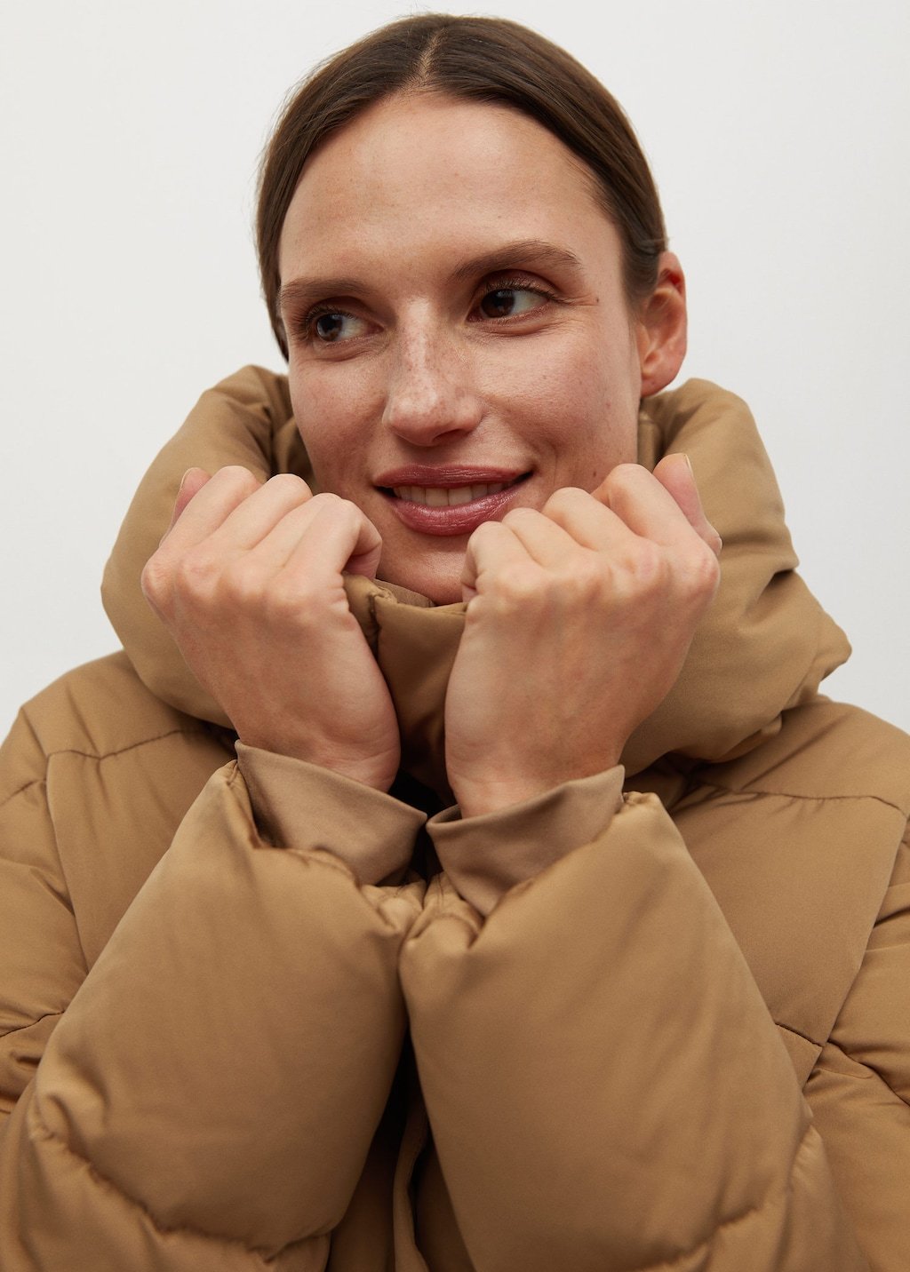 Feather down hooded coat