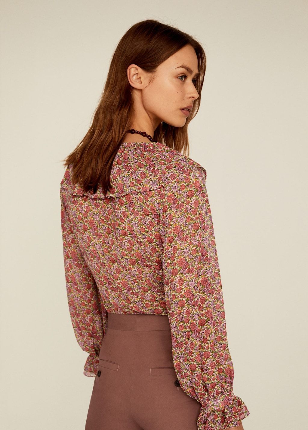 Ruffle neckline blouse