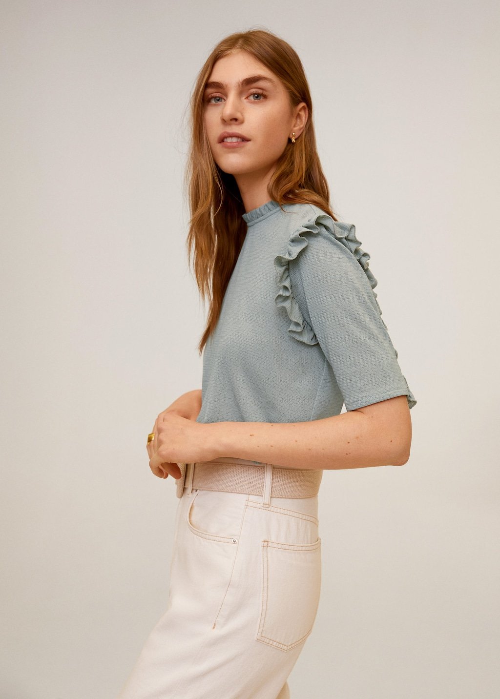 Ruffle textured T-shirt