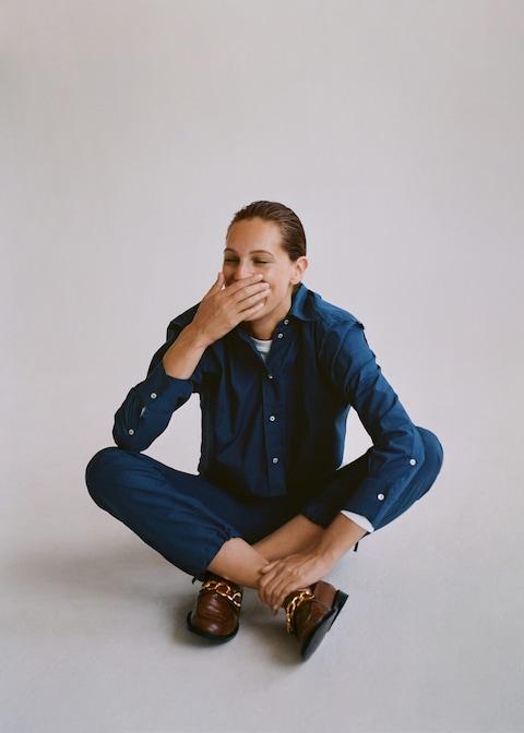 Cropped cotton shirt