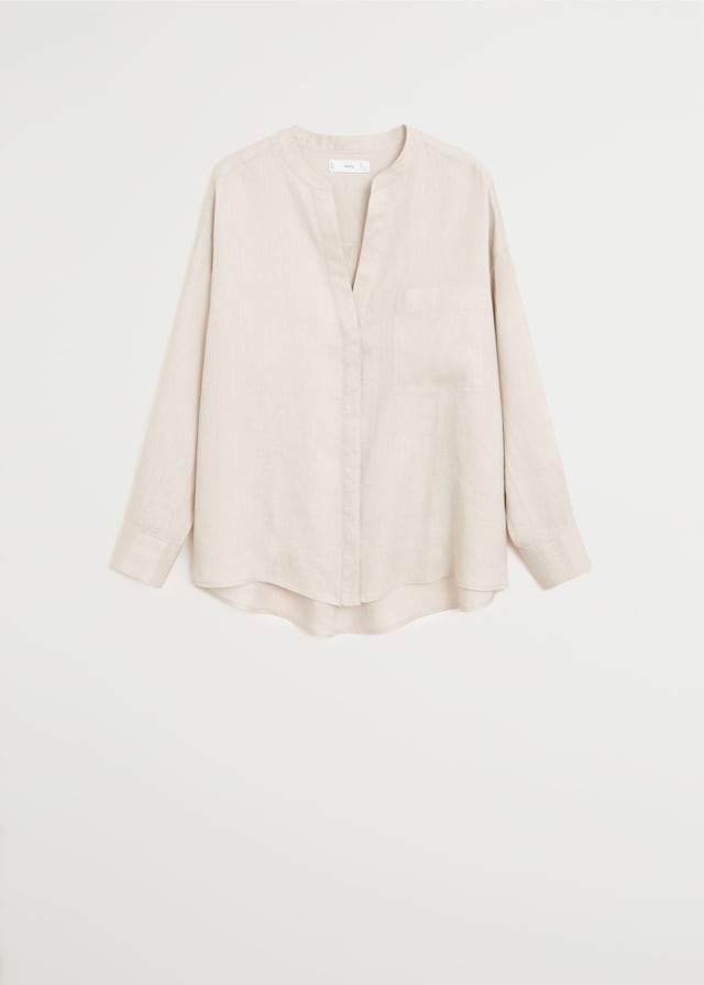 Mao collar linen shirt