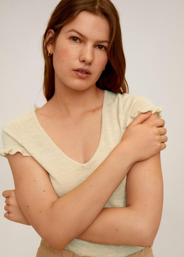 Frills linen t-shirt