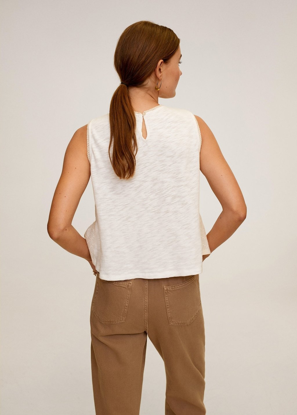 Embroidered open-work top
