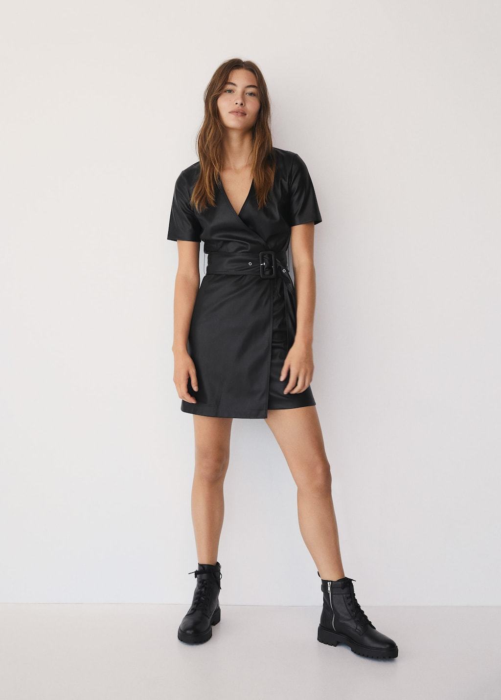 Faux-leather dress