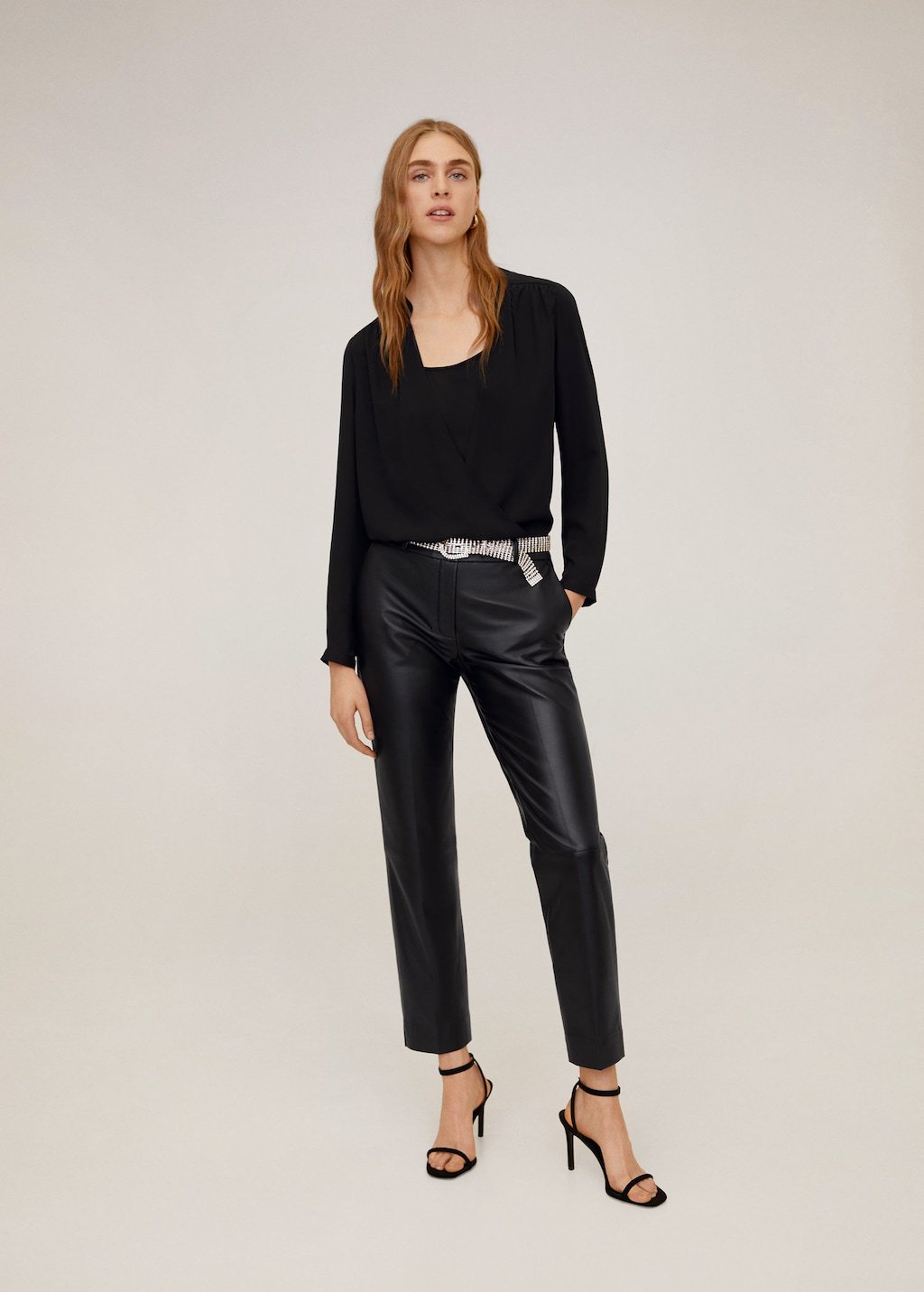 Wrap V-neckline blouse