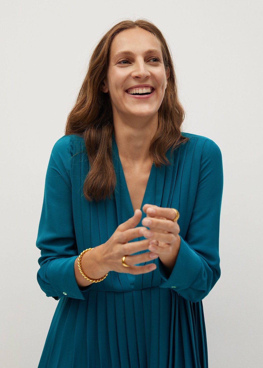 Recycled polyester pleated dress