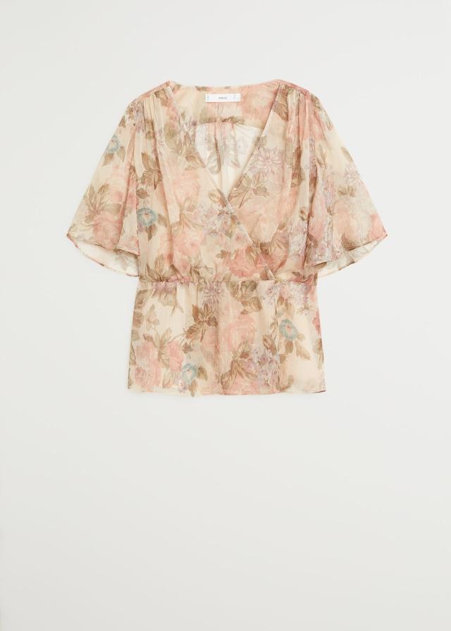 Floral-print flowy blouse