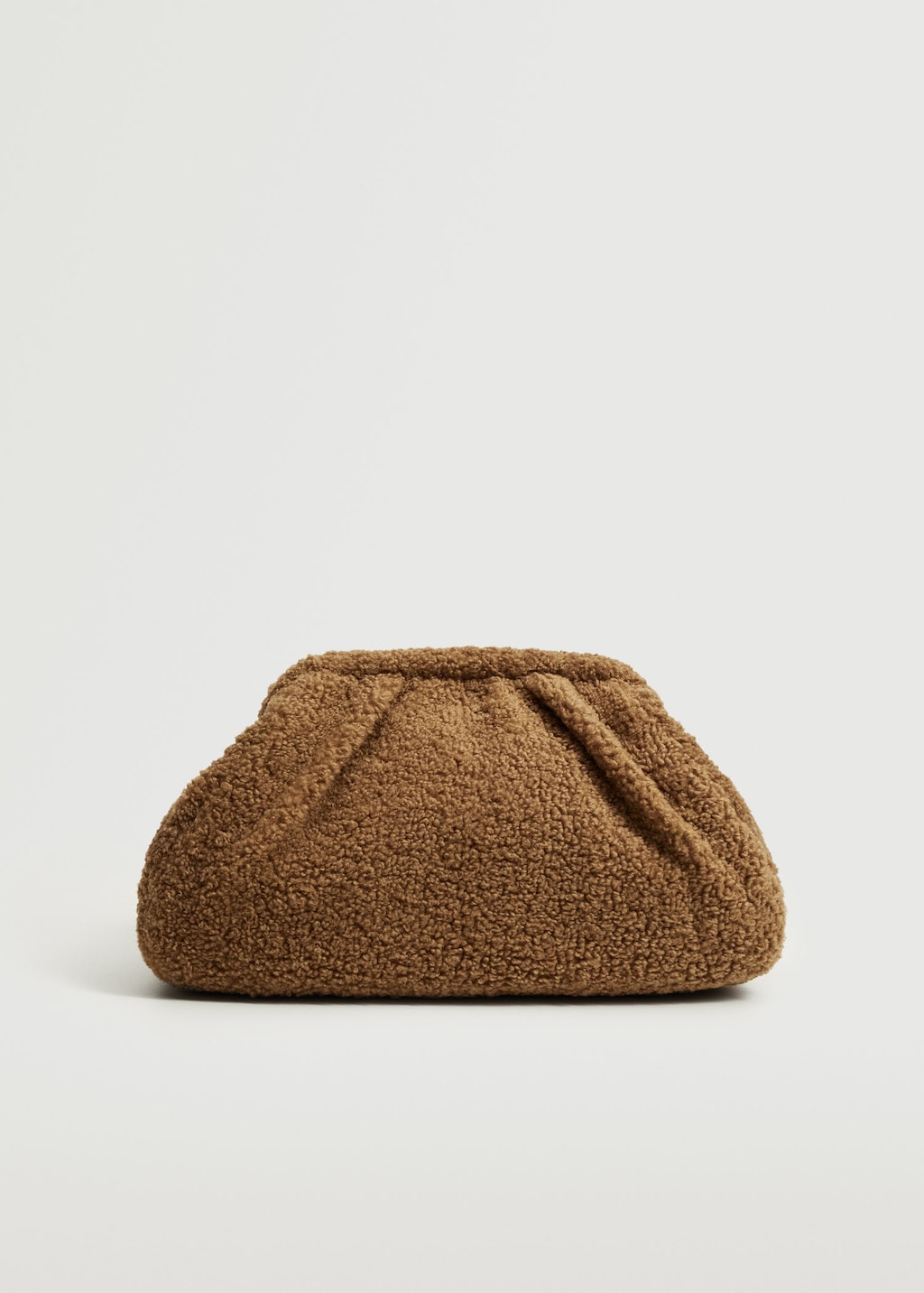 Textured faux-shearling clutch