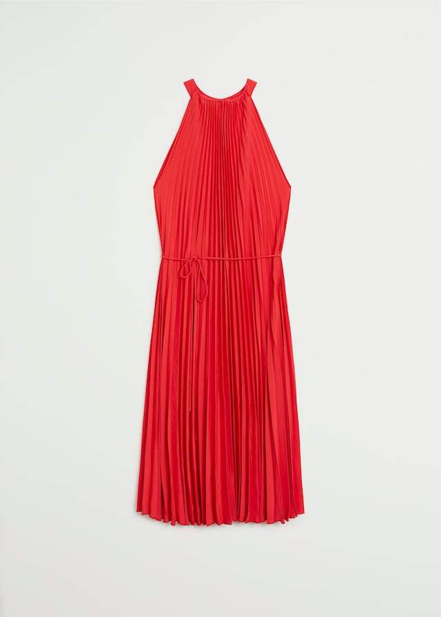 Belt pleated dress