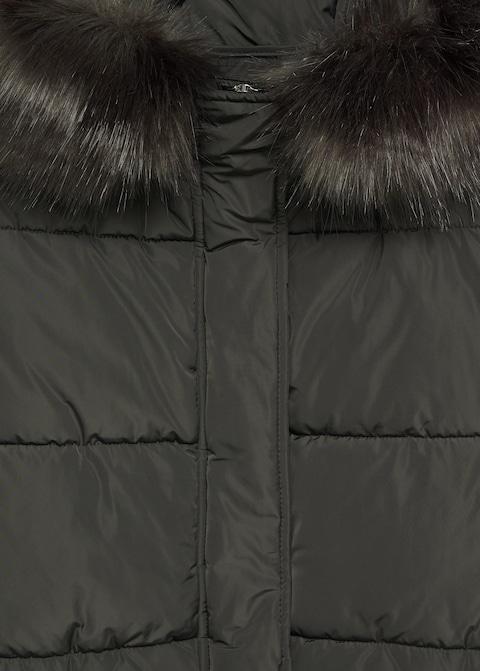 Detachable faux-fur quilted anorak