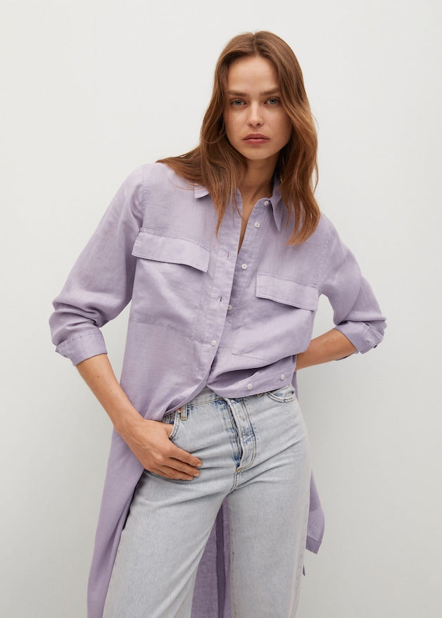 Linen-blend shirt dress