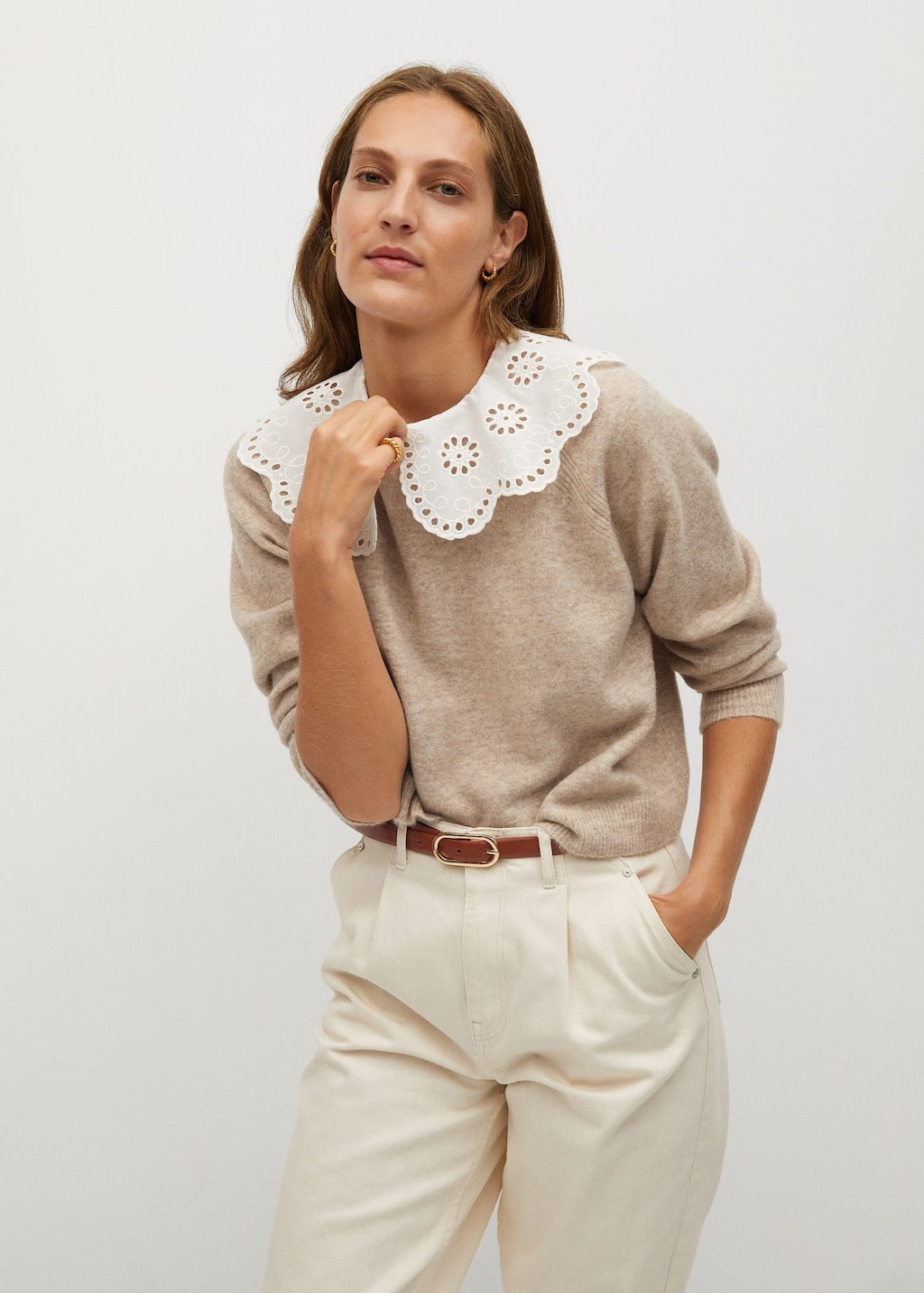 Baby doll neck cardigan