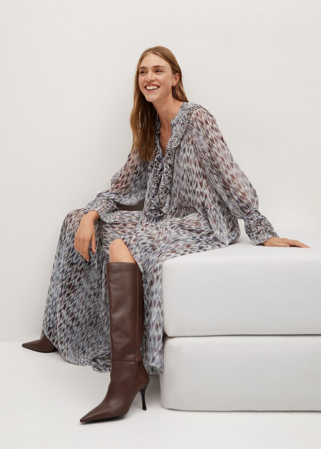 Ruffled printed dress