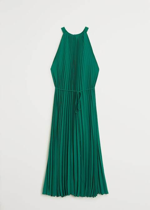 Belt pleated dress