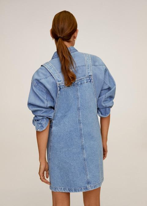 Pocket denim pinafore dress
