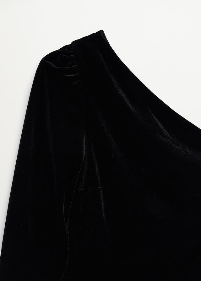 Asymmetric velvet jumpsuit