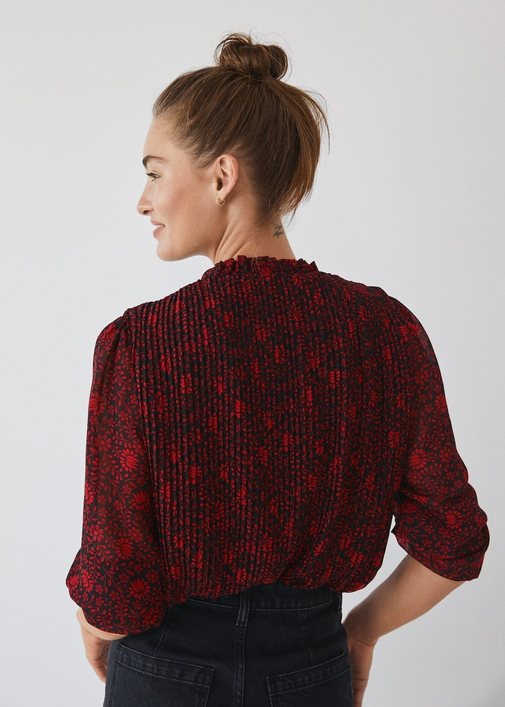 Printed pleated blouse