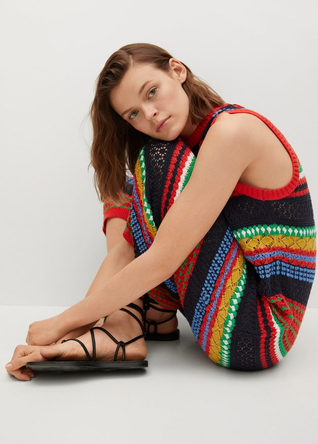 Knit cotton-blend dress