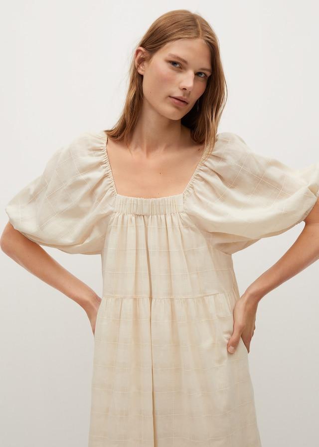 Puffed sleeves cotton dress