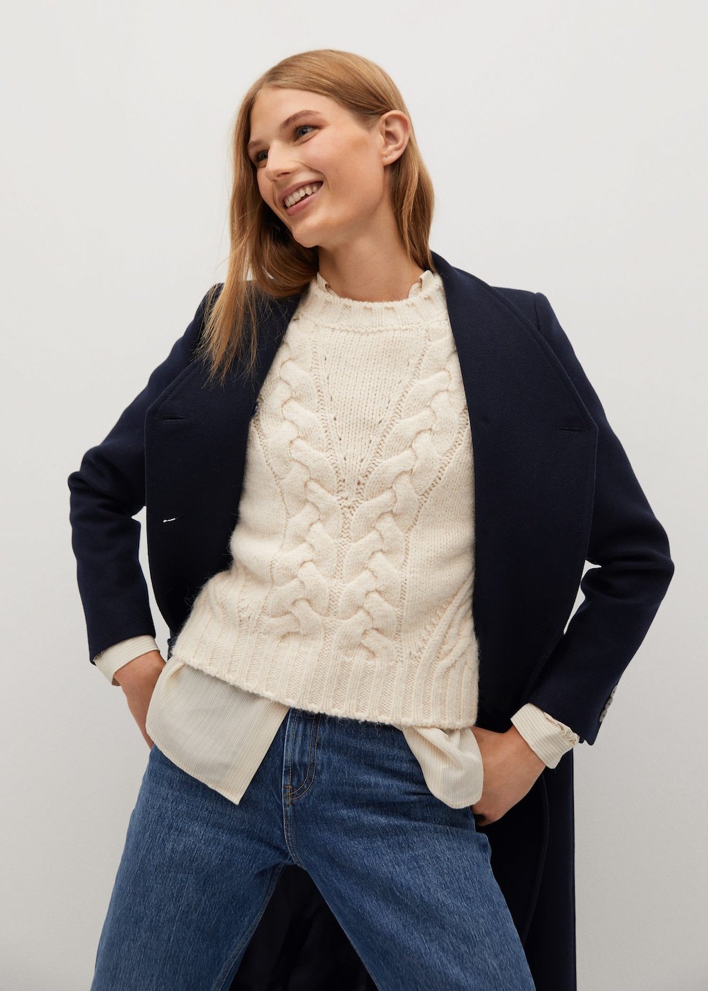 NAVY Manteco wool double-breasted coat