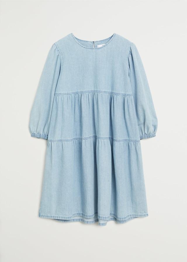 Frilled denim dress
