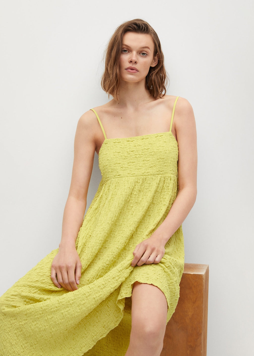 Textured cotton-blend dress