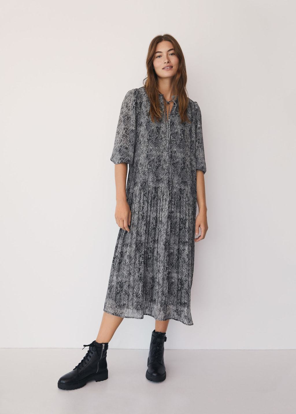 Recycled polyester animal print dress