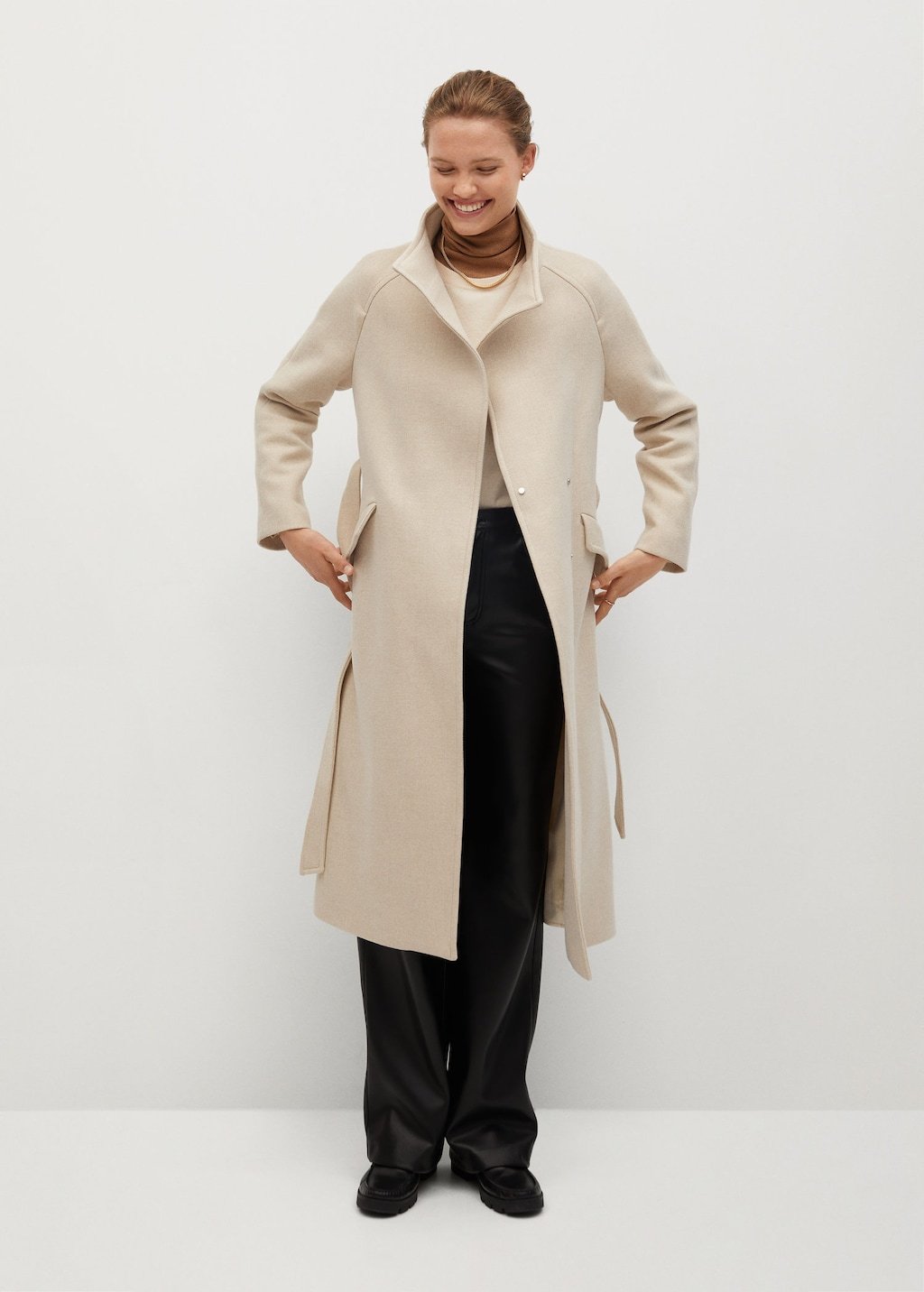 Belted wool coat