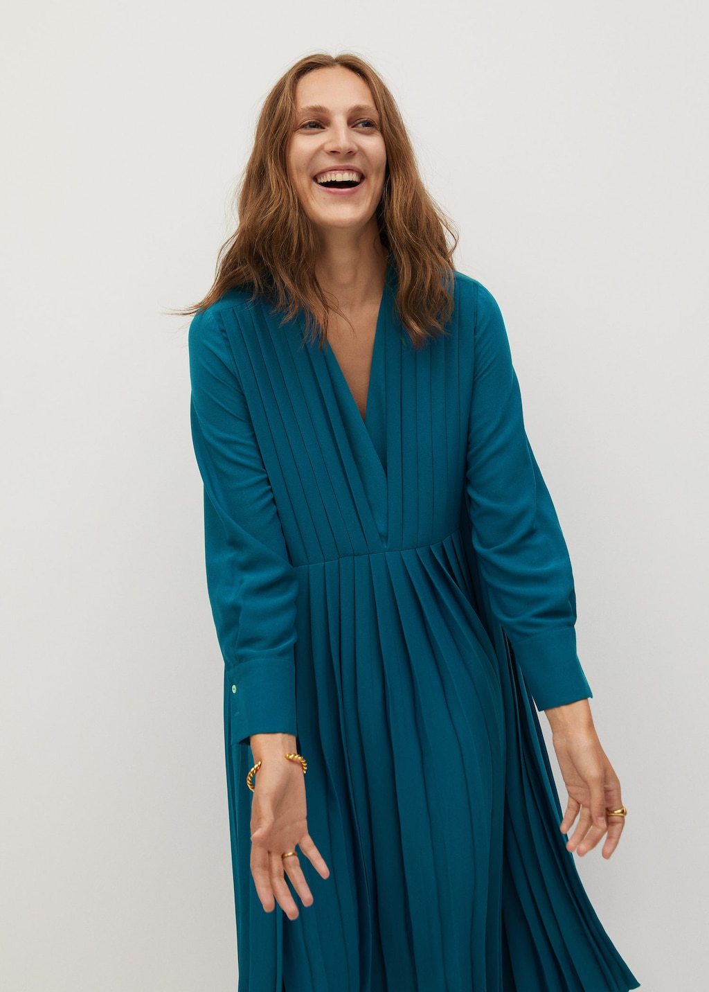 Recycled polyester pleated dress