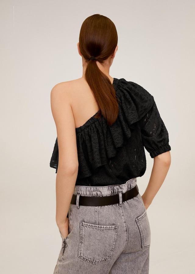 Ruffle asymmetric blouse