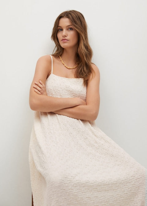 Textured cotton-blend dress